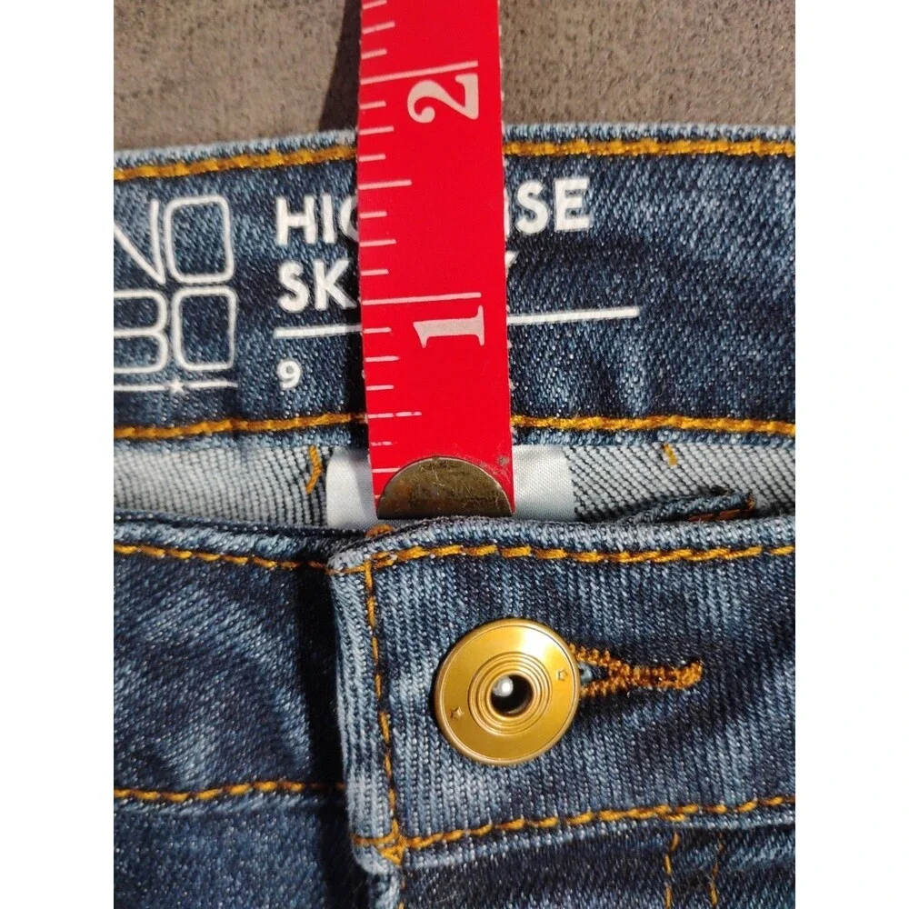 No Boundaries NOBO High Rise Skinny Ripped Jeans Button Fly Junior Size 9